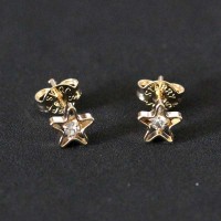Semi Earring Jewelry Gold Plated Star with Zirconia Stone