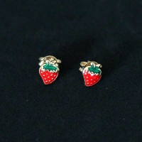 Semi Earring Jewelry Gold Plated Strawberry