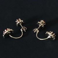 Semi Jewelry Earring Plated Piercing Gold with Stone Zirconia Red