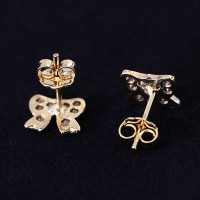 Semi Earring Jewelry Gold Plated Tie with Zirconia stones