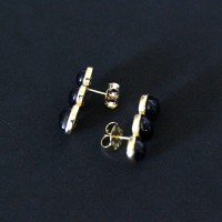 Semi-precious Earring Gold Leaf with Natural Stone Star