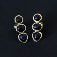 Semi-precious Earring Gold Leaf with Natural Stone Star