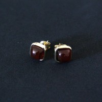 Gold Plated Gemstone Earring with Natural Stone Red Agate