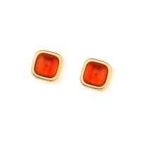 Gold Plated Gemstone Earring with Natural Stone Red Agate
