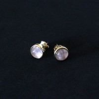 Semi-precious Earring Gold Plated with Natural Stone Amethyst