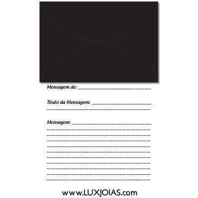Envelope Preto 72mmx108mm 80g + Impresso de Mensagem em Papel Sulfite A4 108mm de Largura