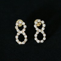 Semi Jewelry Earring Plated Gold Medium Infinite Strass Zirconia Stones