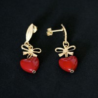 Semi Earring Jewelry Gold Plated Heart Stone Star