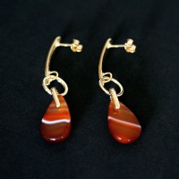 Earring Gold Plated Jewelry Semi Enjoy Great Natural Red Agate Stone