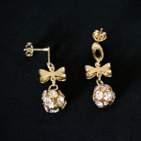 Semi Earring Jewelry Medium Gold Plated Tie Fireball