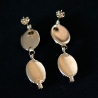 Semi Earring Jewelry Gold Plated with Stones Acrylic Oval 2 with 2 Detail of stones in Strass