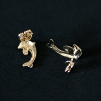 Semi Earring Jewelry Gold Plated Dolphin