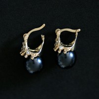 Earring Gold Plated Jewelry Semi with 6 stones in Strass and 1 marbled stone