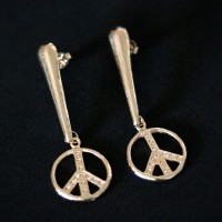 Semi Earring Jewelry Gold Plated Peace Symbol