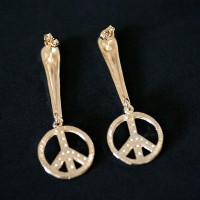 Semi Earring Jewelry Gold Plated Peace Symbol